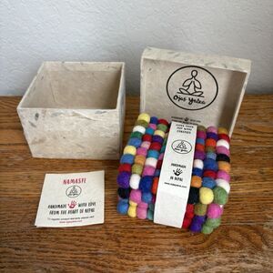 100% Extra Thick Felt Wool Coasters Colorful Handmade New In Box